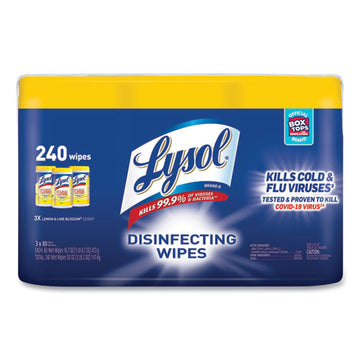 LYSOL® Brand Disinfecting Wipes, 7 X 7.25, Lemon And Lime Blossom, 80 Wipes-canister, 3 Canisters-pack, 2 Packs-carton freeshipping - TVN Wholesale